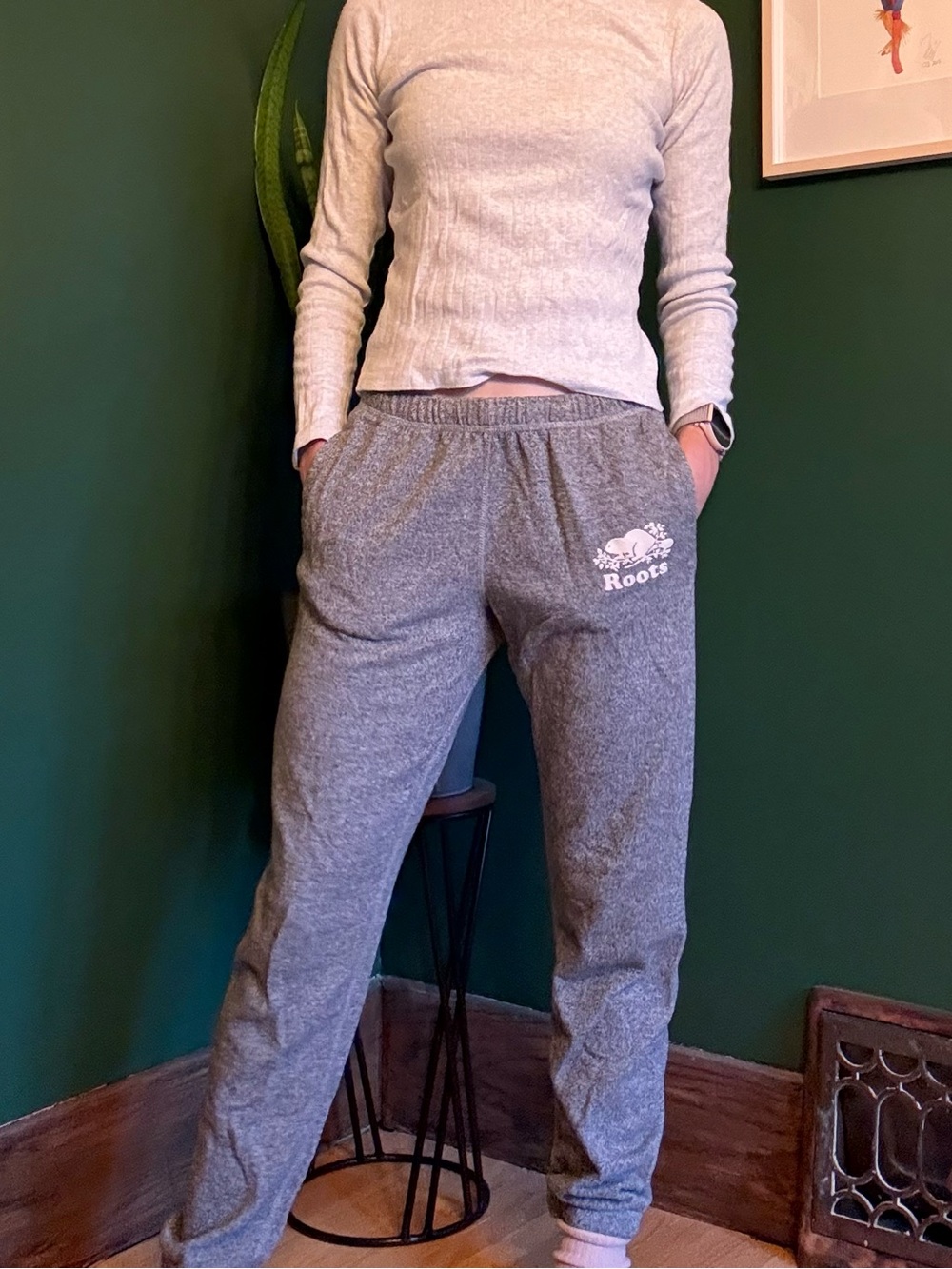 Roots Grey Sweatpants with White Logo